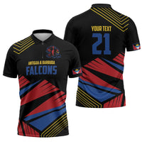 Custom Caribbean Cricket Antigua and Barbuda Zipper Polo Shirt - Wonder Print Shop