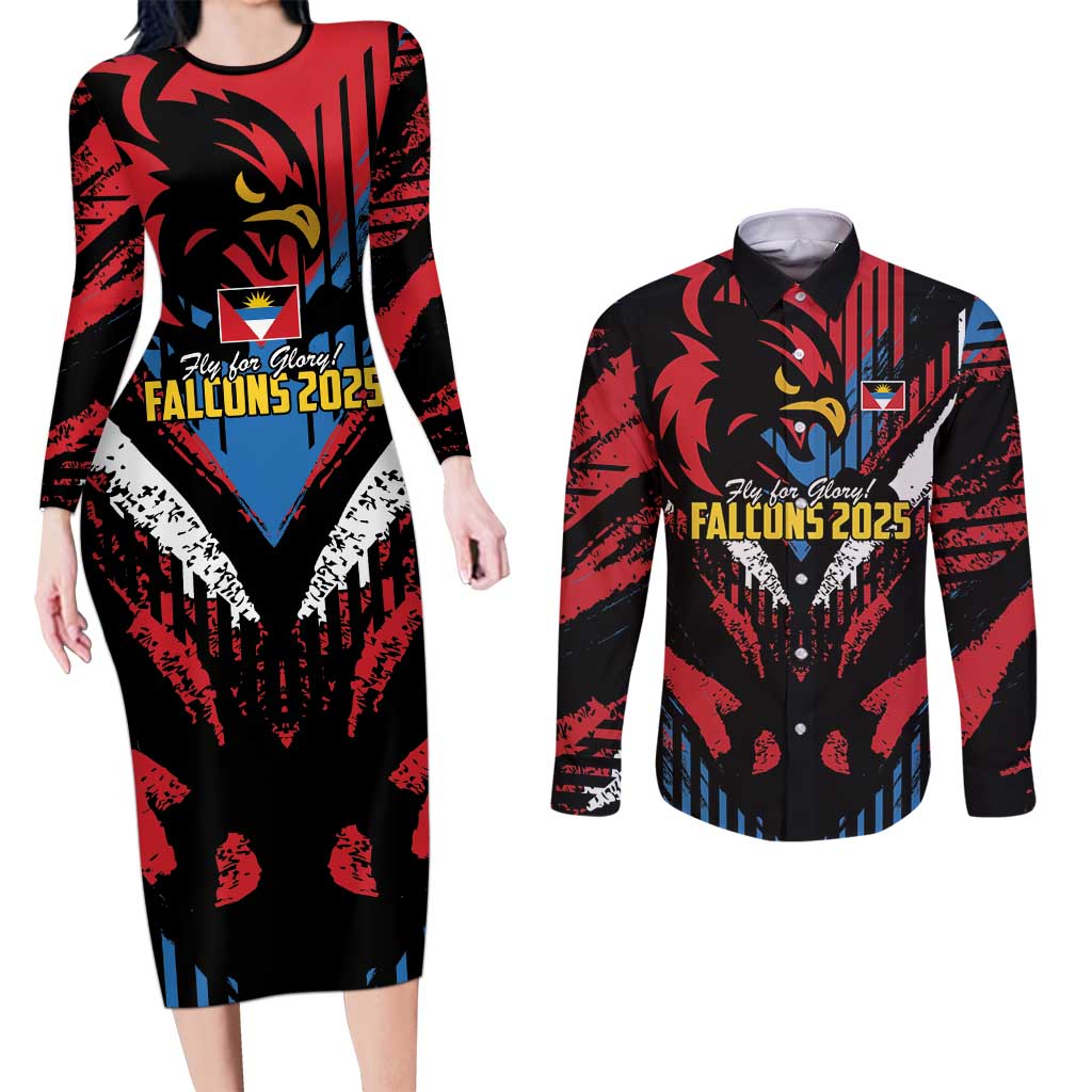 Caribbean Cricket Antigua and Barbuda Couples Matching Long Sleeve Bodycon Dress and Long Sleeve Button Shirt First Crown Forever Proud - Wonder Print Shop