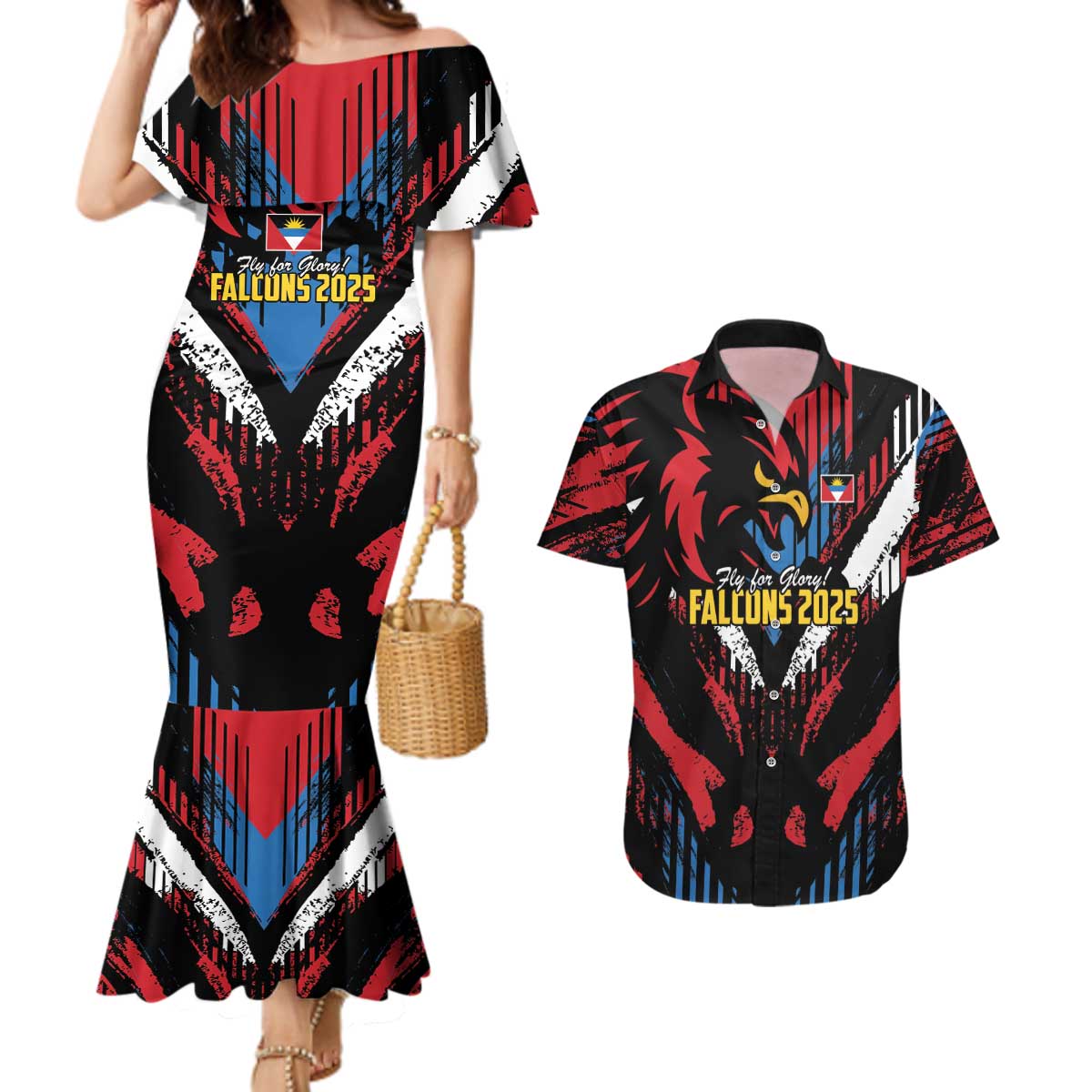 Caribbean Cricket Antigua and Barbuda Couples Matching Mermaid Dress and Hawaiian Shirt First Crown Forever Proud - Wonder Print Shop