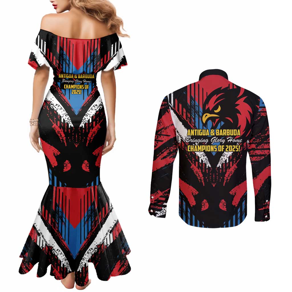 Caribbean Cricket Antigua and Barbuda Couples Matching Mermaid Dress and Long Sleeve Button Shirt First Crown Forever Proud - Wonder Print Shop