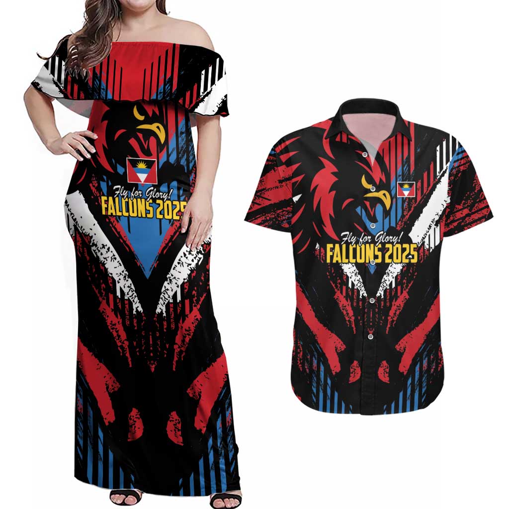 Caribbean Cricket Antigua and Barbuda Couples Matching Off Shoulder Maxi Dress and Hawaiian Shirt First Crown Forever Proud - Wonder Print Shop