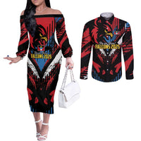 Caribbean Cricket Antigua and Barbuda Couples Matching Off The Shoulder Long Sleeve Dress and Long Sleeve Button Shirt First Crown Forever Proud - Wonder Print Shop