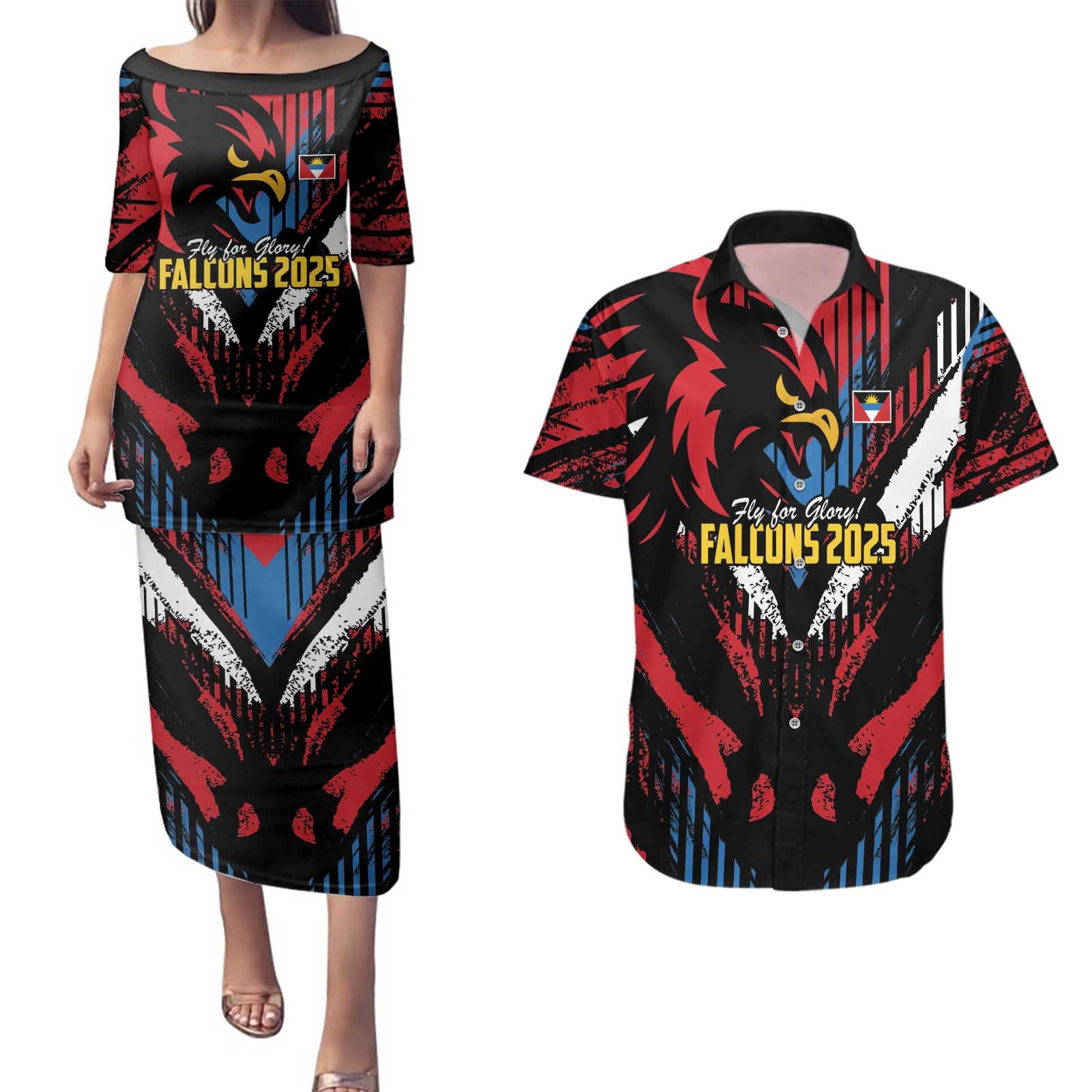 Caribbean Cricket Antigua and Barbuda Couples Matching Puletasi and Hawaiian Shirt First Crown Forever Proud - Wonder Print Shop