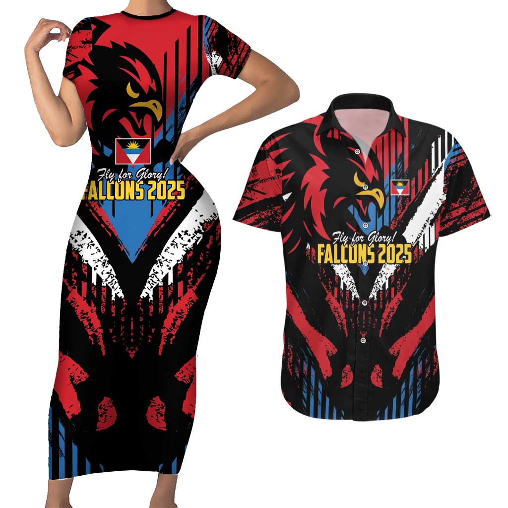 Caribbean Cricket Antigua and Barbuda Couples Matching Short Sleeve Bodycon Dress and Hawaiian Shirt First Crown Forever Proud - Wonder Print Shop