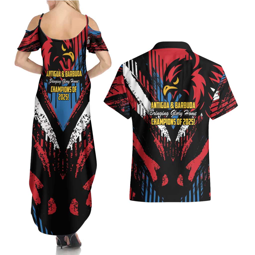 Caribbean Cricket Antigua and Barbuda Couples Matching Summer Maxi Dress and Hawaiian Shirt First Crown Forever Proud - Wonder Print Shop