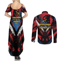 Caribbean Cricket Antigua and Barbuda Couples Matching Summer Maxi Dress and Long Sleeve Button Shirt First Crown Forever Proud - Wonder Print Shop