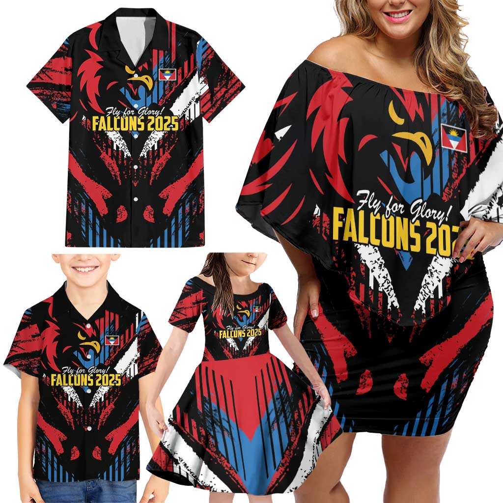 Caribbean Cricket Antigua and Barbuda Family Matching Off Shoulder Short Dress and Hawaiian Shirt First Crown Forever Proud - Wonder Print Shop