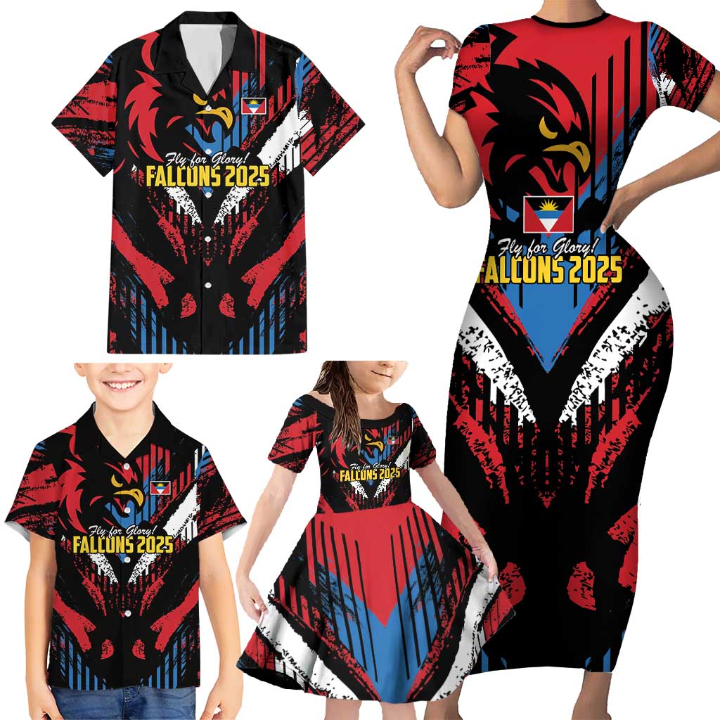 Caribbean Cricket Antigua and Barbuda Family Matching Short Sleeve Bodycon Dress and Hawaiian Shirt First Crown Forever Proud - Wonder Print Shop