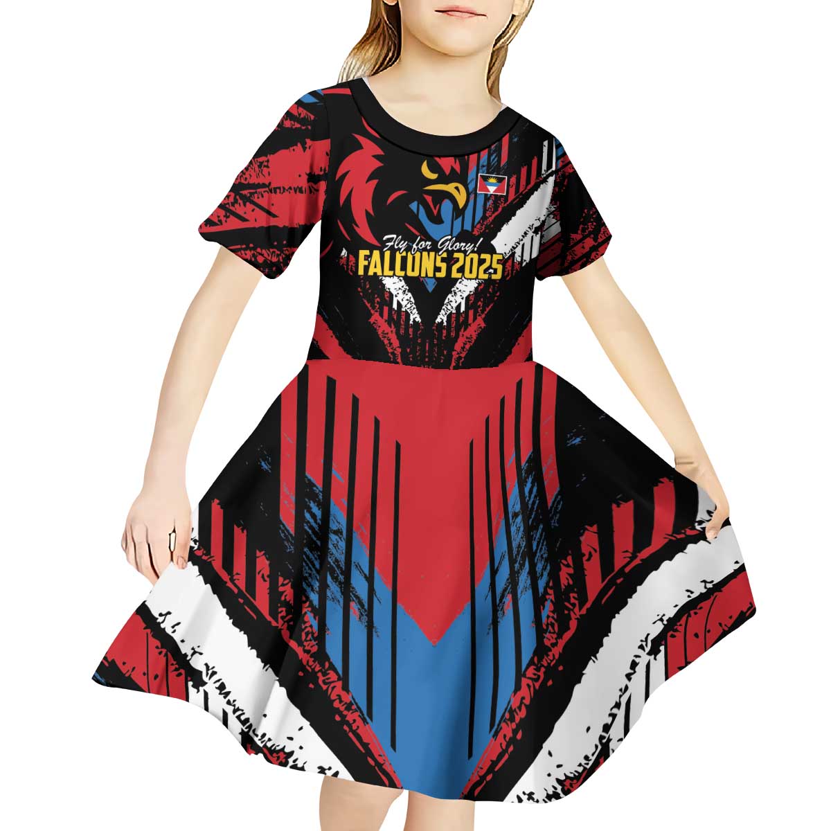 Caribbean Cricket Antigua and Barbuda Kid Short Sleeve Dress First Crown Forever Proud - Wonder Print Shop