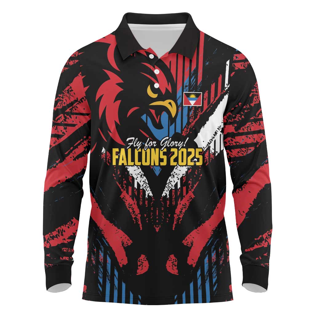 Caribbean Cricket Antigua and Barbuda Long Sleeve Polo Shirt First Crown Forever Proud - Wonder Print Shop