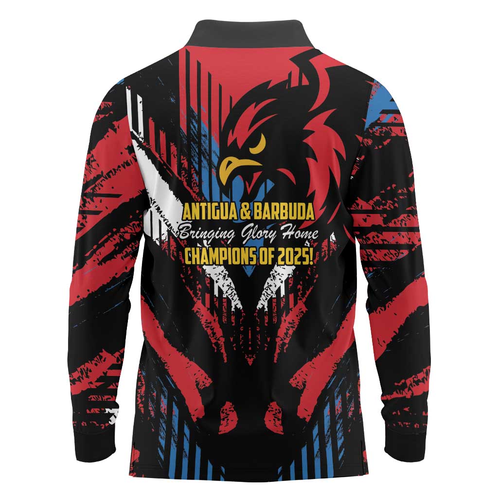 Caribbean Cricket Antigua and Barbuda Long Sleeve Polo Shirt First Crown Forever Proud - Wonder Print Shop