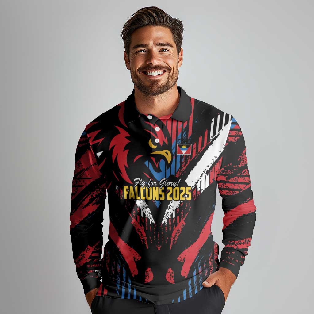 Caribbean Cricket Antigua and Barbuda Long Sleeve Polo Shirt First Crown Forever Proud - Wonder Print Shop