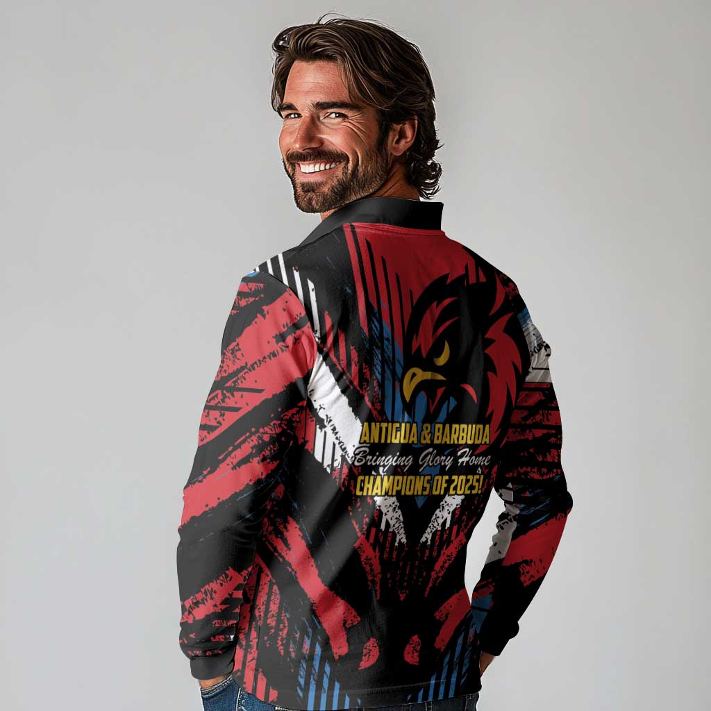 Caribbean Cricket Antigua and Barbuda Long Sleeve Polo Shirt First Crown Forever Proud - Wonder Print Shop