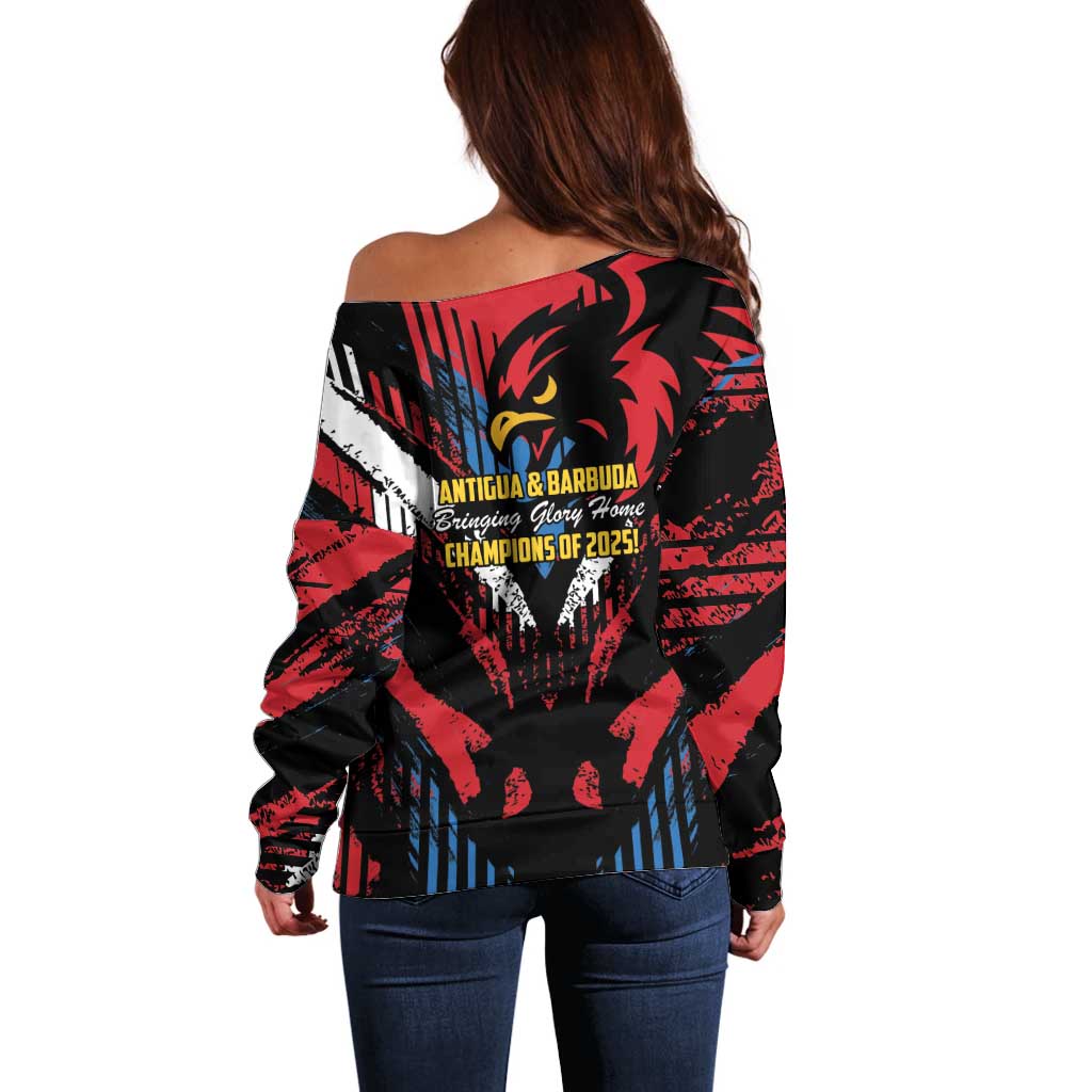 Caribbean Cricket Antigua and Barbuda Off Shoulder Sweater First Crown Forever Proud - Wonder Print Shop