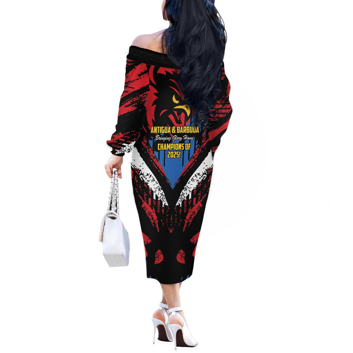 Caribbean Cricket Antigua and Barbuda Off The Shoulder Long Sleeve Dress First Crown Forever Proud - Wonder Print Shop