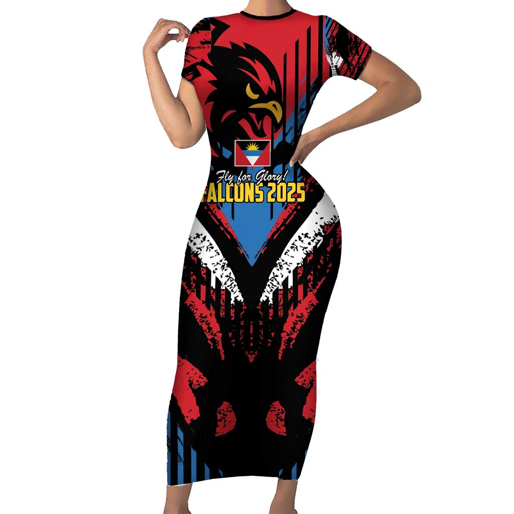Caribbean Cricket Antigua and Barbuda Short Sleeve Bodycon Dress First Crown Forever Proud - Wonder Print Shop