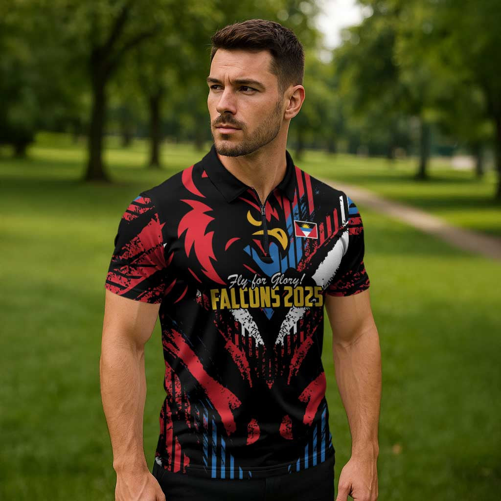 Caribbean Cricket Antigua and Barbuda Zipper Polo Shirt First Crown Forever Proud - Wonder Print Shop