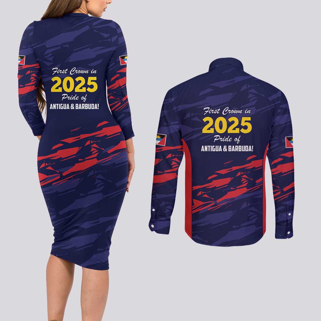 Caribbean Cricket Antigua and Barbuda Couples Matching Long Sleeve Bodycon Dress and Long Sleeve Button Shirt History Begins Now - Wonder Print Shop