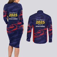 Caribbean Cricket Antigua and Barbuda Couples Matching Long Sleeve Bodycon Dress and Long Sleeve Button Shirt History Begins Now - Wonder Print Shop