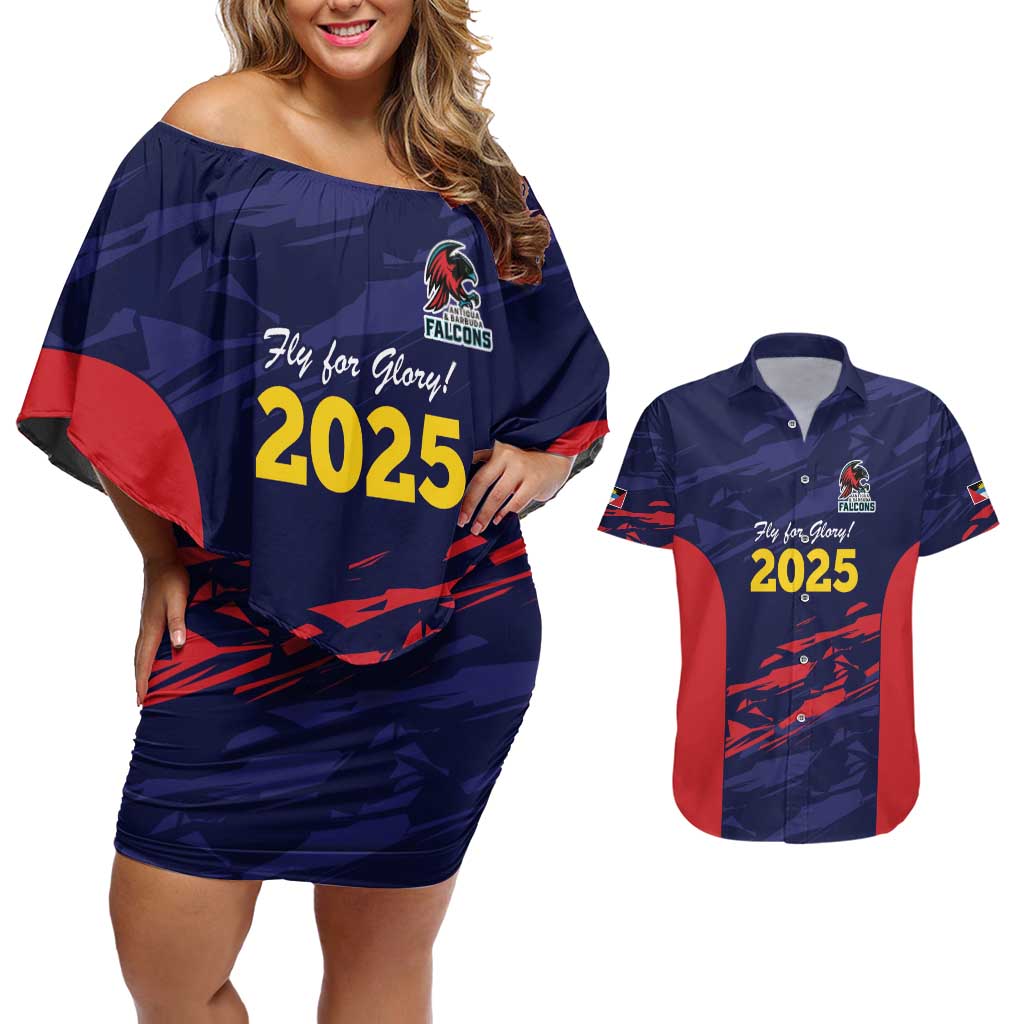 Caribbean Cricket Antigua and Barbuda Couples Matching Off Shoulder Short Dress and Hawaiian Shirt History Begins Now - Wonder Print Shop