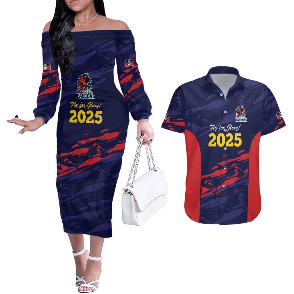 Caribbean Cricket Antigua and Barbuda Couples Matching Off The Shoulder Long Sleeve Dress and Hawaiian Shirt History Begins Now - Wonder Print Shop