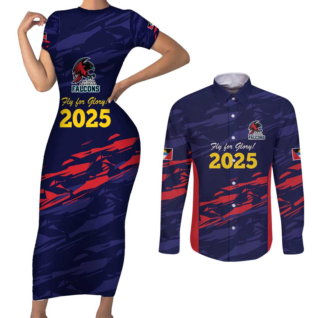 Caribbean Cricket Antigua and Barbuda Couples Matching Short Sleeve Bodycon Dress and Long Sleeve Button Shirt History Begins Now - Wonder Print Shop