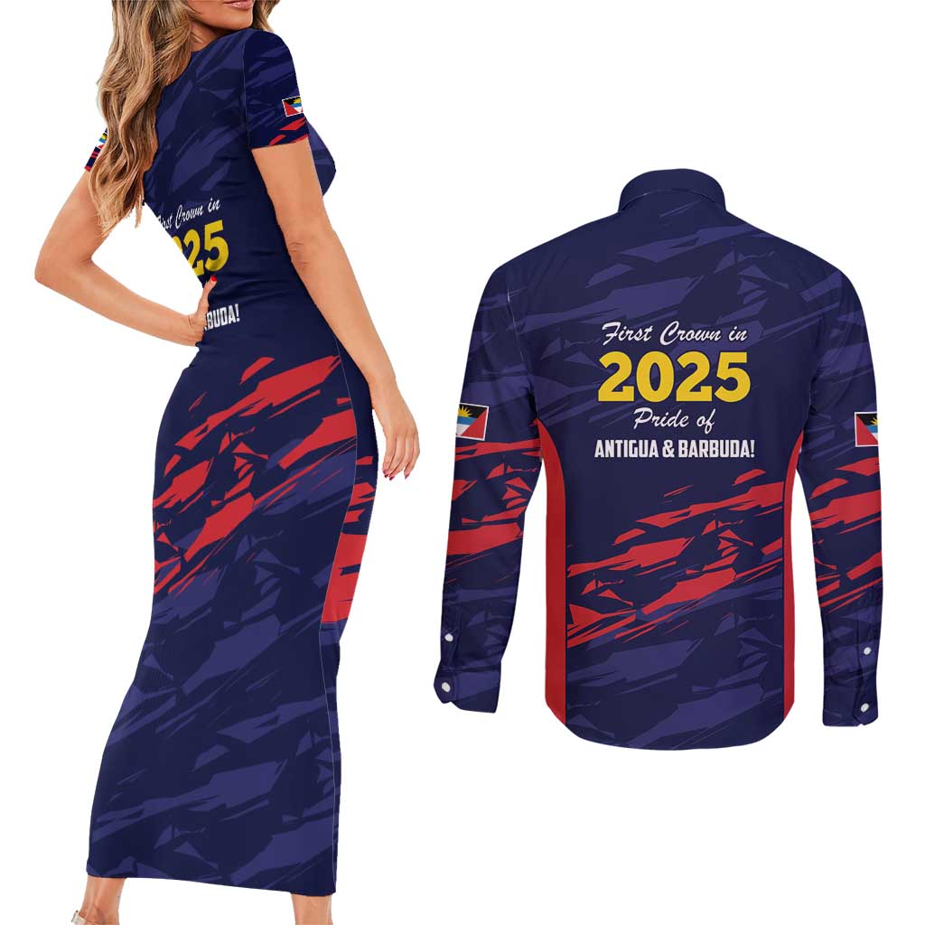Caribbean Cricket Antigua and Barbuda Couples Matching Short Sleeve Bodycon Dress and Long Sleeve Button Shirt History Begins Now - Wonder Print Shop
