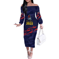 Caribbean Cricket Antigua and Barbuda Off The Shoulder Long Sleeve Dress History Begins Now - Wonder Print Shop