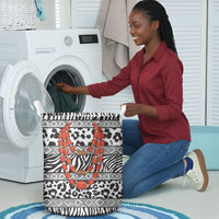 Nigeria Traditional Coral Bead Attire Laundry Basket African Tribal Element Wild Animal Skins