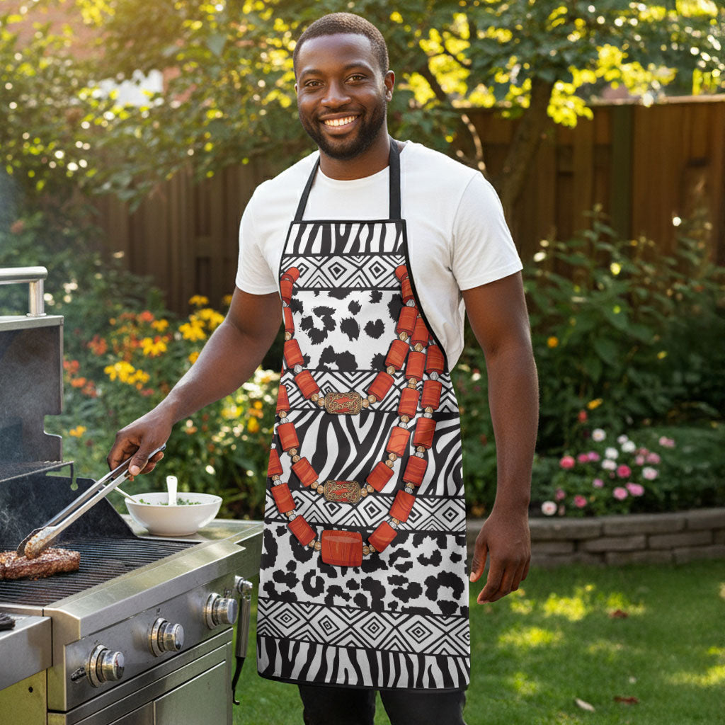 Nigeria Traditional Coral Bead Attire Apron African Tribal Element Wild Animal Skins