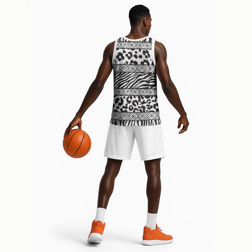 Nigeria Traditional Coral Bead Attire Basketball Jersey African Tribal Element Wild Animal Skins