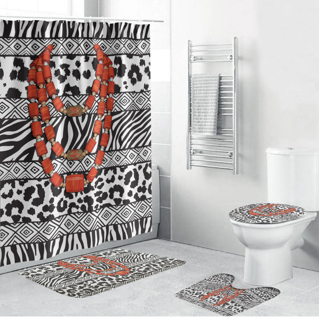 Nigeria Traditional Coral Bead Attire Bathroom Set African Tribal Element Wild Animal Skins