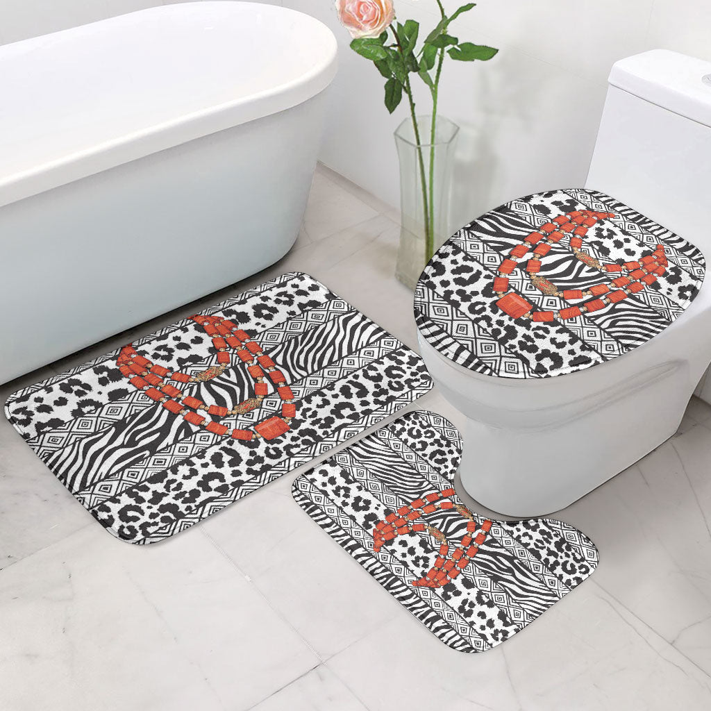 Nigeria Traditional Coral Bead Attire Bathroom Set African Tribal Element Wild Animal Skins