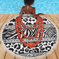 Nigeria Traditional Coral Bead Attire Beach Blanket African Tribal Element Wild Animal Skins