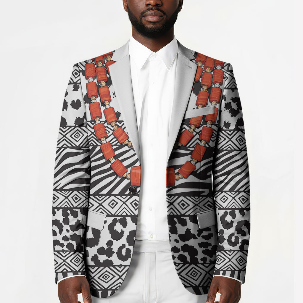 Nigeria Traditional Coral Bead Attire Blazer African Tribal Element Wild Animal Skins