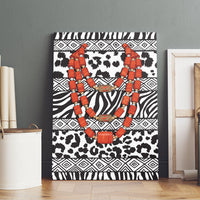 Nigeria Traditional Coral Bead Attire Canvas Wall Art African Tribal Element Wild Animal Skins