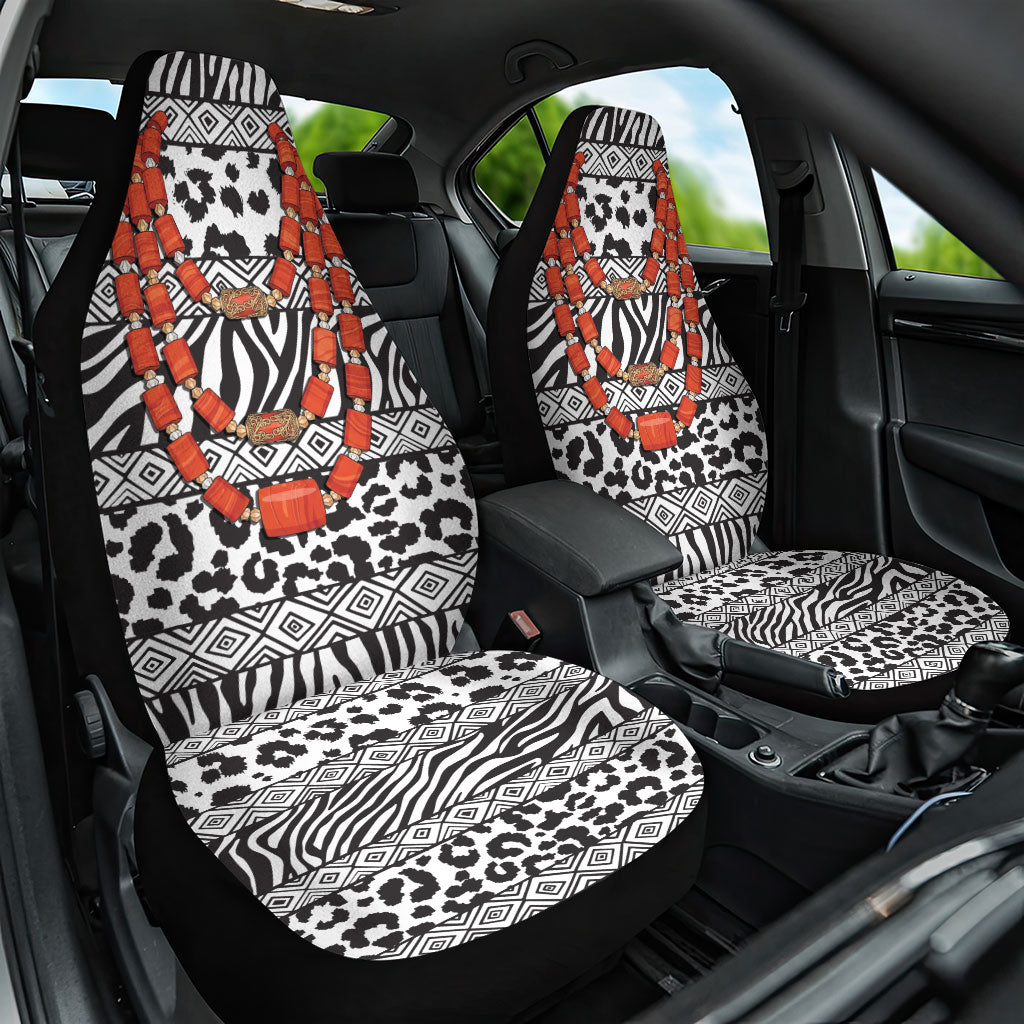 Nigeria Traditional Coral Bead Attire Car Seat Cover African Tribal Element Wild Animal Skins