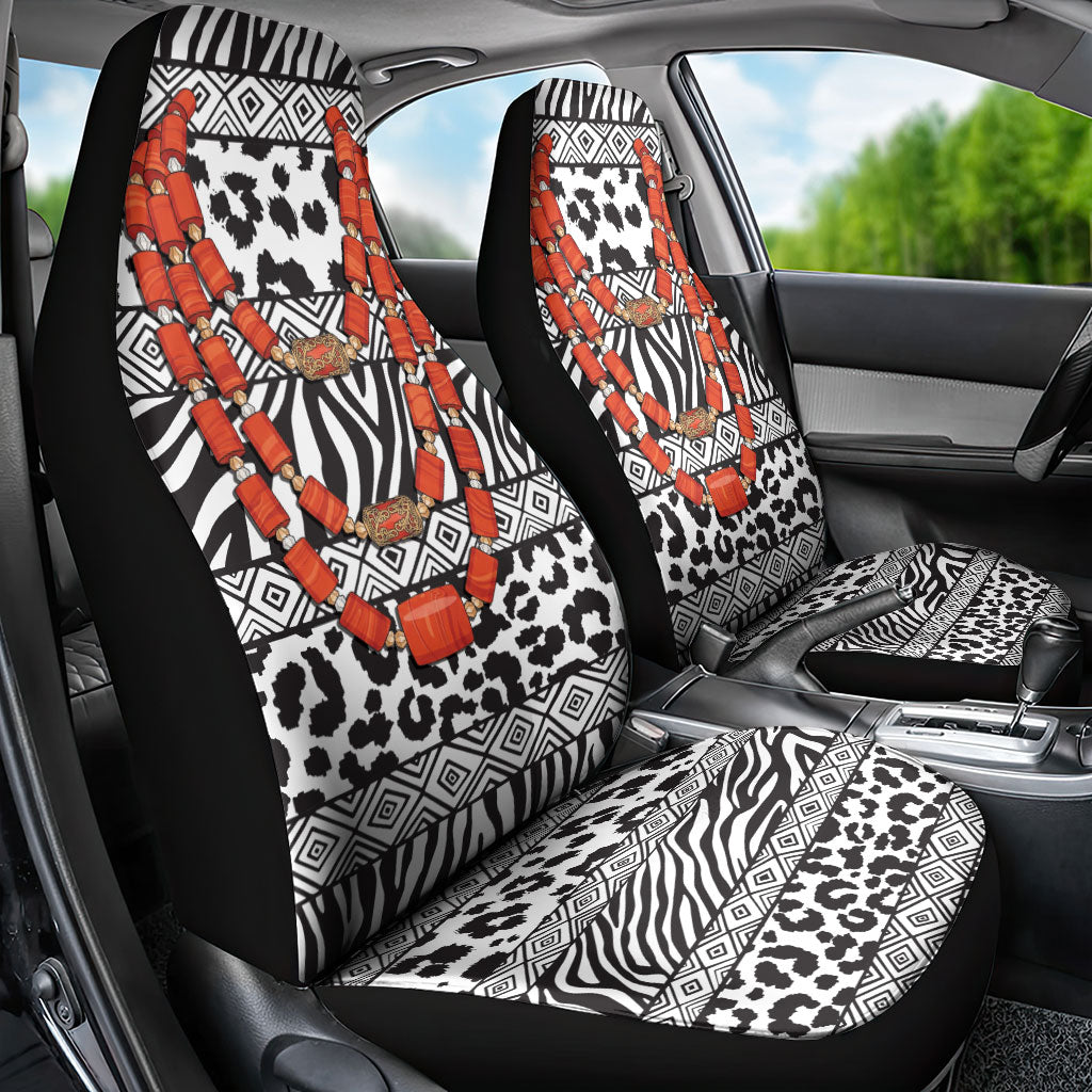 Nigeria Traditional Coral Bead Attire Car Seat Cover African Tribal Element Wild Animal Skins