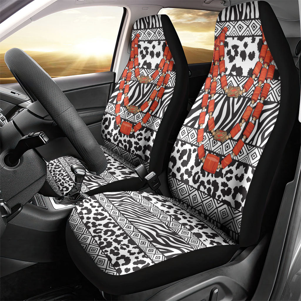 Nigeria Traditional Coral Bead Attire Car Seat Cover African Tribal Element Wild Animal Skins