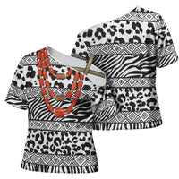 Nigeria Traditional Coral Bead Attire Cross Shoulder Shirt African Tribal Element Wild Animal Skins