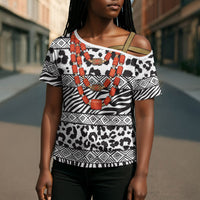 Nigeria Traditional Coral Bead Attire Cross Shoulder Shirt African Tribal Element Wild Animal Skins