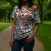 Nigeria Traditional Coral Bead Attire Cross Shoulder Shirt African Tribal Element Wild Animal Skins
