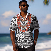 Nigeria Traditional Coral Bead Attire Hawaiian Shirt African Tribal Element Wild Animal Skins
