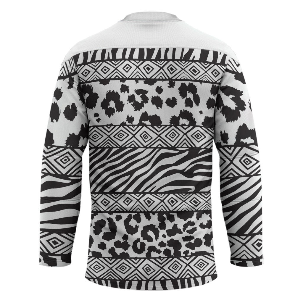 Nigeria Traditional Coral Bead Attire Hockey Jersey African Tribal Element Wild Animal Skins