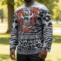Nigeria Traditional Coral Bead Attire Hockey Jersey African Tribal Element Wild Animal Skins