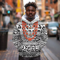 Nigeria Traditional Coral Bead Attire Hoodie African Tribal Element Wild Animal Skins