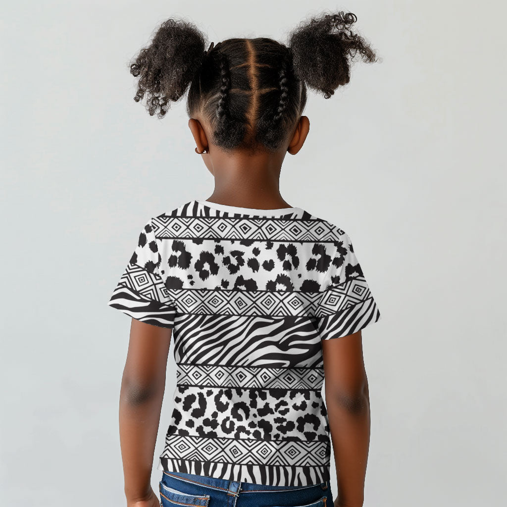 Nigeria Traditional Coral Bead Attire Kid T shirt African Tribal Element Wild Animal Skins