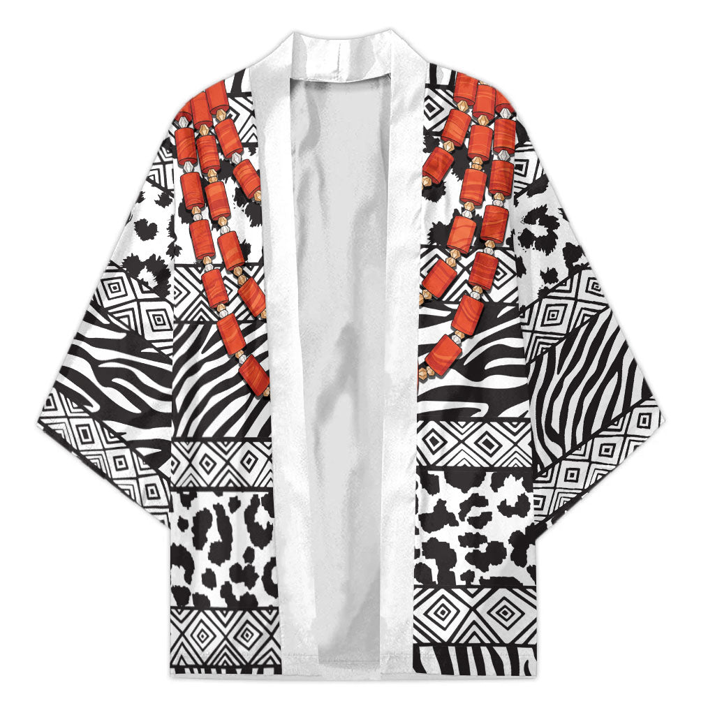 Nigeria Traditional Coral Bead Attire Kimono African Tribal Element Wild Animal Skins