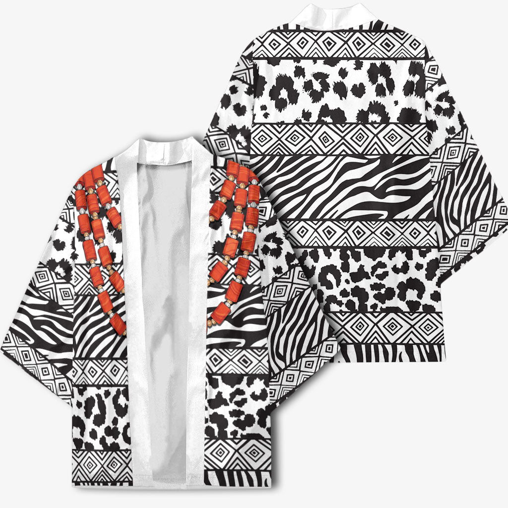 Nigeria Traditional Coral Bead Attire Kimono African Tribal Element Wild Animal Skins