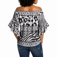 Nigeria Traditional Coral Bead Attire Off Shoulder Wrap Waist Top African Tribal Element Wild Animal Skins